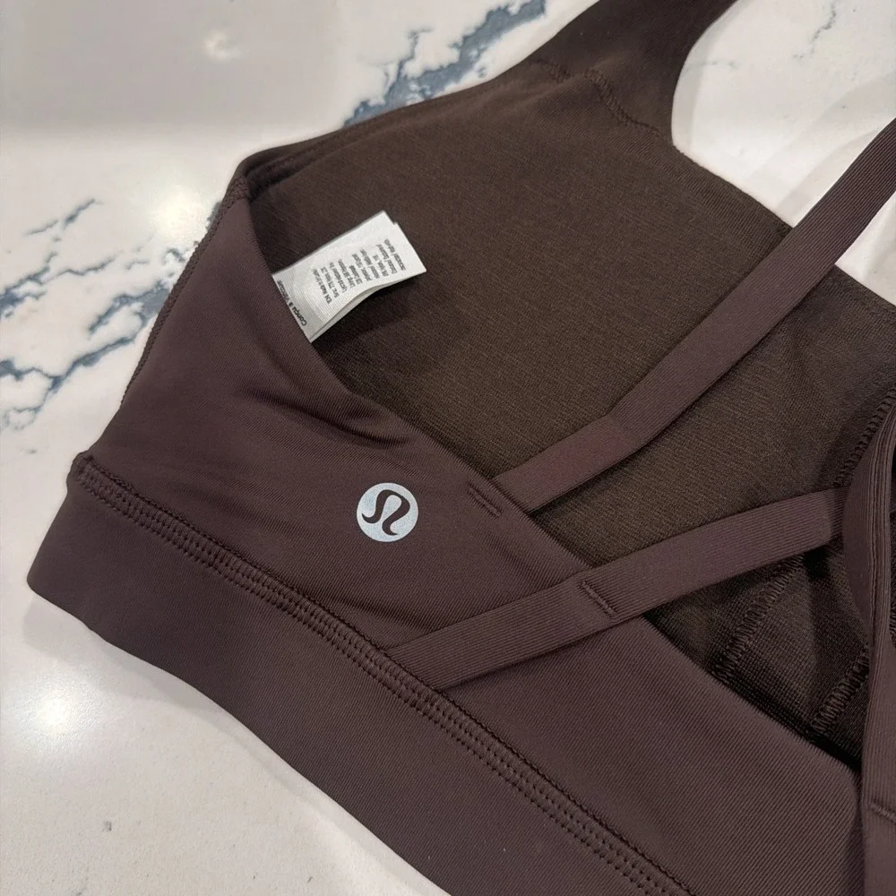 NEW Lululemon x Peloton‎ Sports Bra 4 Brown Energy Bra Medium Support